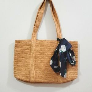 NWT Draper James Straw Purse with Floral Scarf